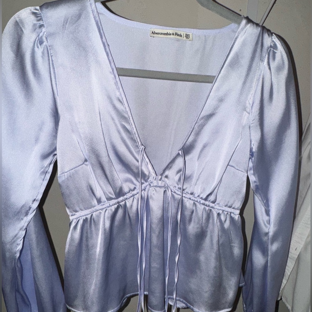NWOT Abercrombie Blue Satin Babydoll Top